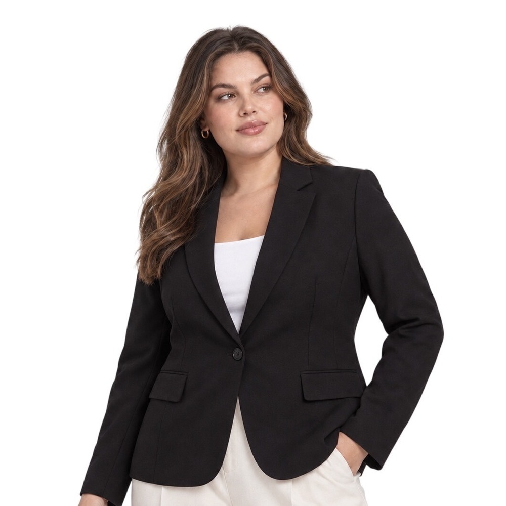Ann Taylor Blazer Women's Size 18 Black Stretch Single Button Workwear Jacket
